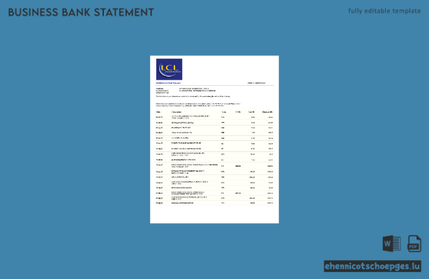 LCL Bank Geschäftskontoauszug – Beispielvorschau (Word und PDF)